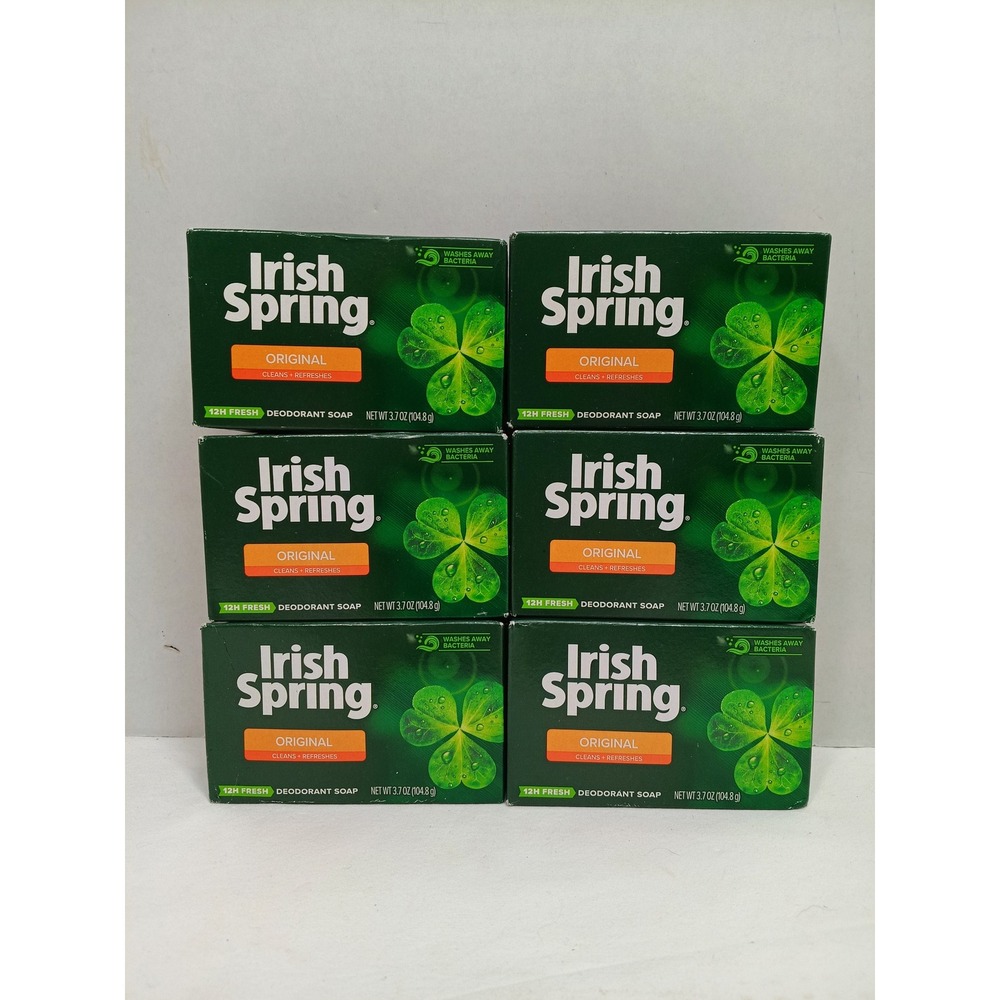 6 Bars Irish Spring Original Deodorant Soap Original Formula No Linseed